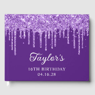 Livre D'or Épercés Royal Purple Glittery Drips 16e anniversai