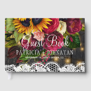 Livre D'or Epicerie florale rustique élégant bois dentelle vi