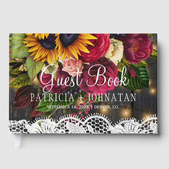 Livre D'or Epicerie florale rustique élégant bois dentelle vi (Recto)