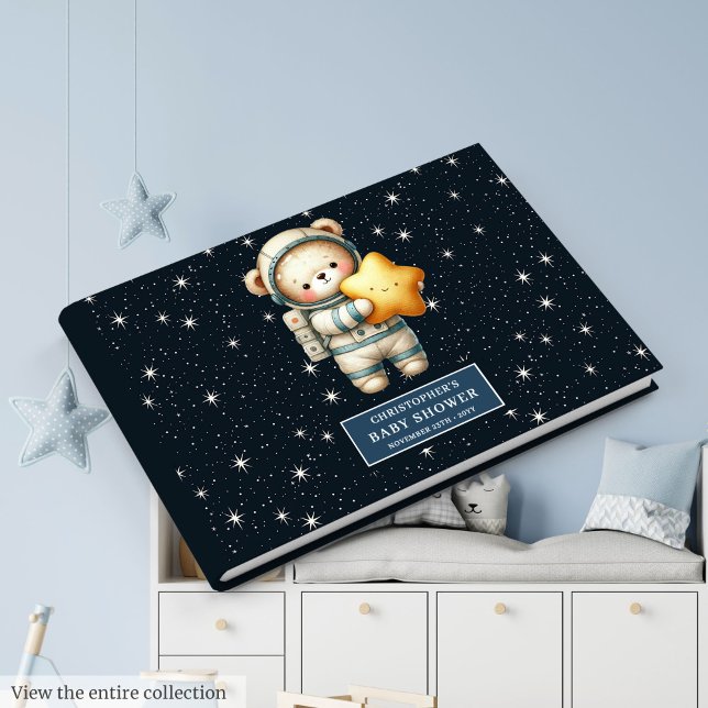 Livre D'or Espace personnalisé Teddy Bear Guest Book Baby Boy (Personalized Space Teddy Bear Guest Book Baby Boy)