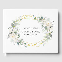 livre d'or et blanc fleuri mariage géométrique
