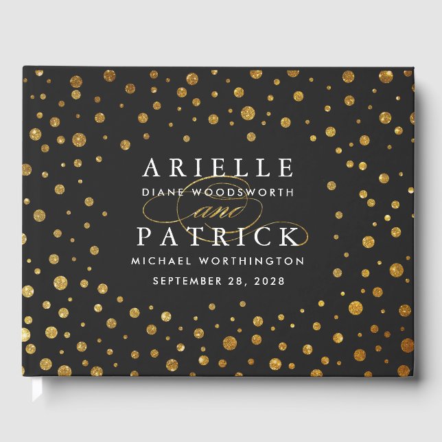 Livre d'or et de noir Confetti Foil Mariage (Recto)