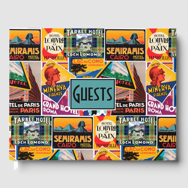 Livre D'or Étiquettes Vintage voyage (Recto)