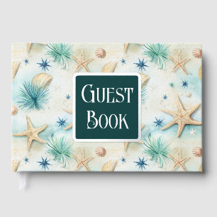 Livre D'or Étoiles de mer oursins pastel plage nautique feuil