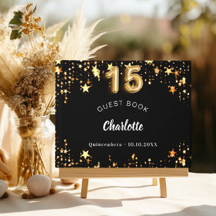 Livre D'or étoiles d'or noir Quinceanera