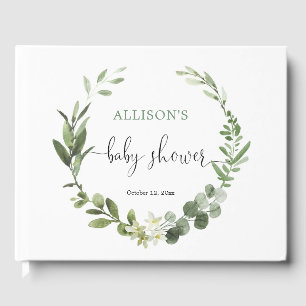 Livre D'or Eucalyptus couronne baby shower neutre