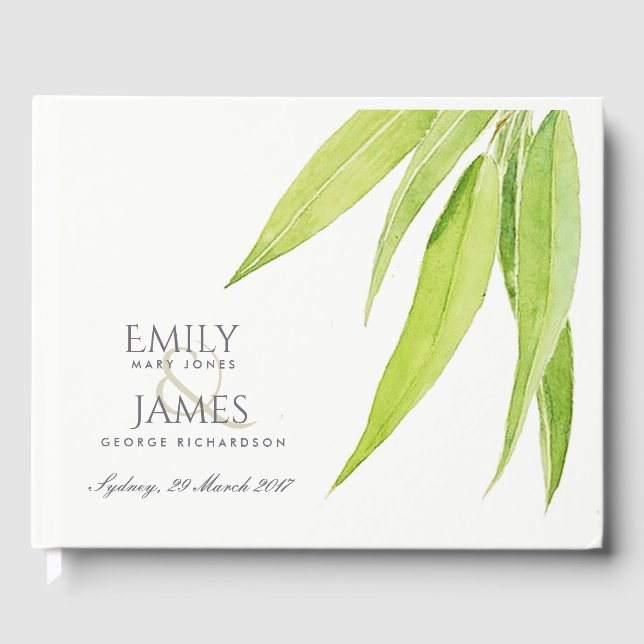 LIVRE D'OR EUCALYPTUS FEUILLE MONOGRAMME DU FOLIAGE DE COULEU (Recto)