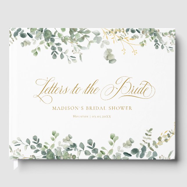 Livre D'or Eucalyptus  Handwriting Script Bridal Shower (Recto)