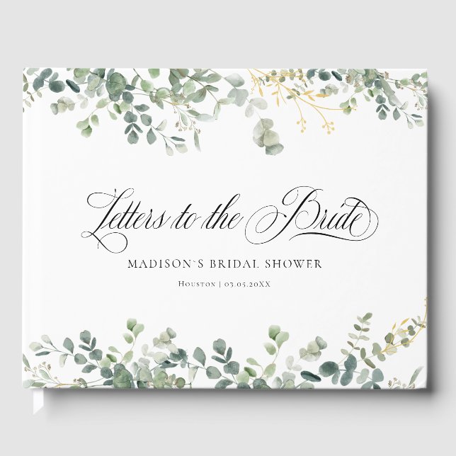 Livre D'or Eucalyptus  Handwriting Script Bridal Shower (Recto)