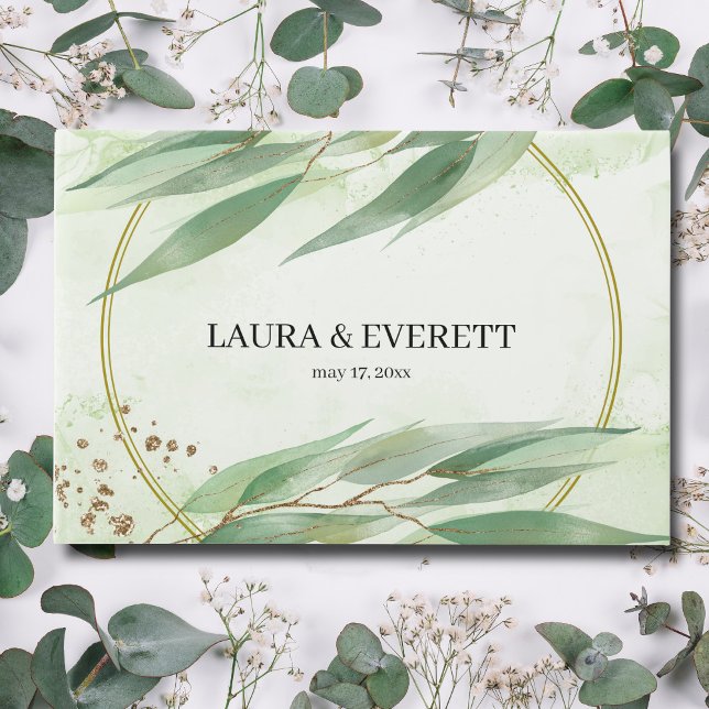 Livre D'or Eucalyptus Mariage de feuillage vert or (Créateur téléchargé)