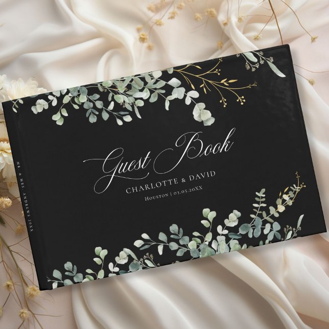 Livre D'or Eucalyptus Mariage écriture manuscrite Mariage de  (Eucalyptus Wedding Handwriting Script Wedding Guest Book with your name and date.)