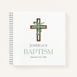 Livre d'or Eucalyptus Modern Cross Baptism