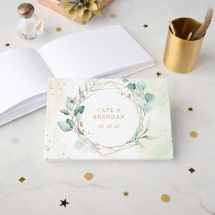 Livre D'or Eucalyptus Verdure Or Géométrique Mariage élégant