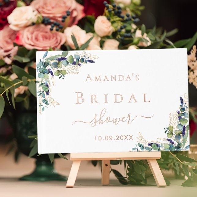 Livre D'or Eucalyptus verdure rose or nuptiale douche (Créateur téléchargé)