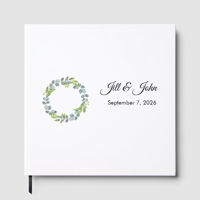 Livre D'or Eucalyptus Wreath Landscape Wedding Guest Book (Recto)