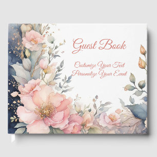 Livre D'or Événement Personnalisé Floral Pastel Aquarelle Élé
