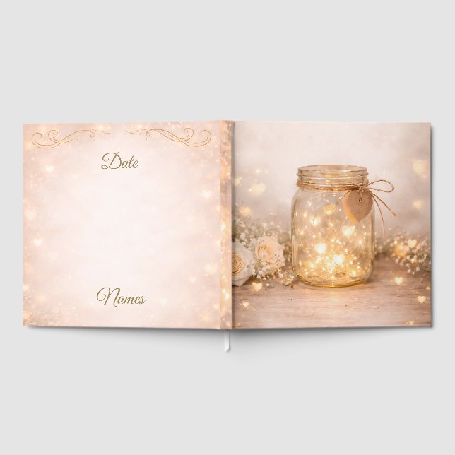 Livre D'or Fairy Light Rustic Wedding Guest Book (Complet)