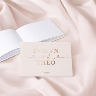 Livre D'or Fancy Calligraphie Coeur Blush Rose