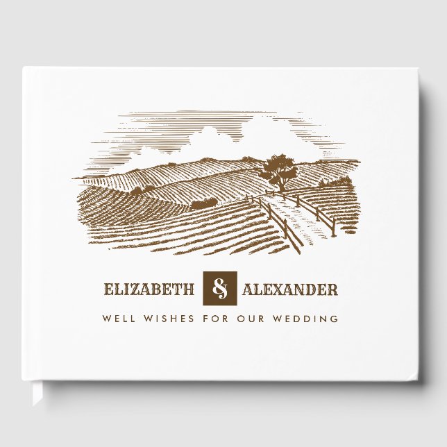 Livre D'or Farm Drawing Rustic Mariage Livres d'hôtes (Recto)