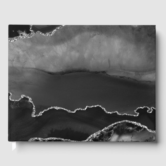 Livre D'or Faux Black Marbré Agate Elégante Parties scintilla (Recto)