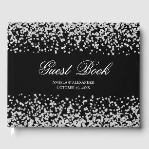 Livre D'or Faux Diamant Étincelant Personnalisé Noir et Blanc
