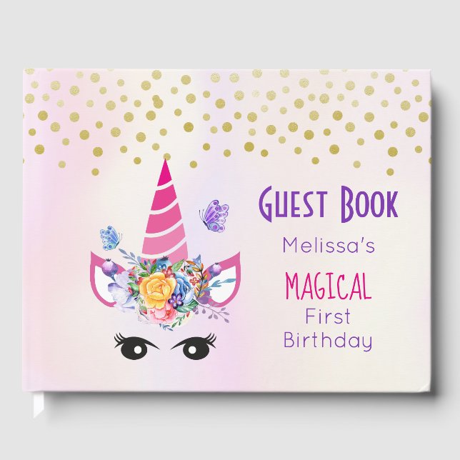 Livre D'or Faux Gold Confetti sur Mariage Aquarelle VioletTre (Recto)