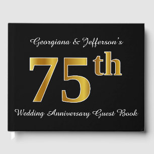 Livre D'or Faux Gold Look 75e anniversaire Mariage + Noms