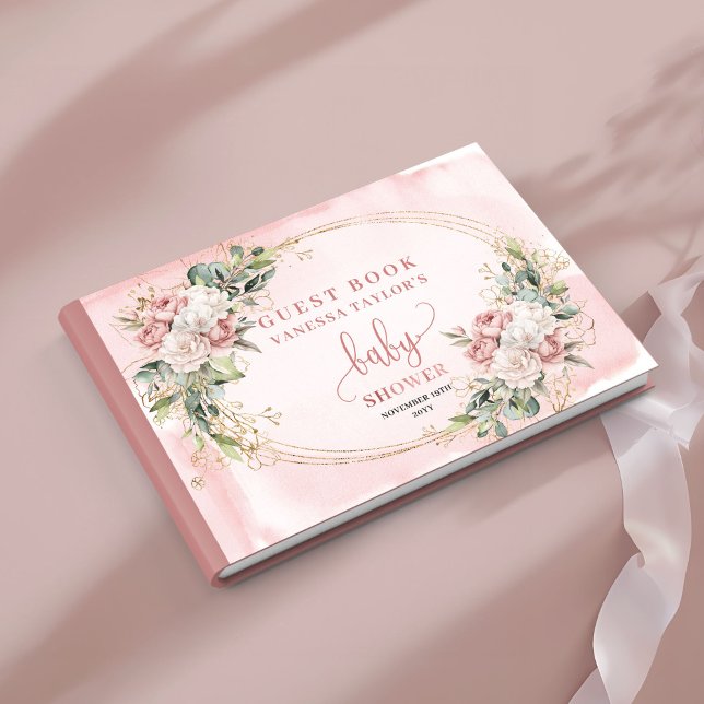 Livre D'or Feminine Floral Rose Gold Greenery Guest Book (Feminine Floral Rose Gold Greenery Guest Book)