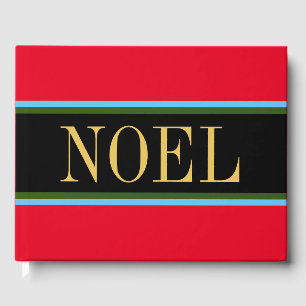 Livre D'or Festif rouge vif noir vert rayures NOEL Texte
