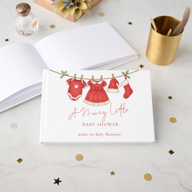 Livre D'or Festive Clothesline Christmas Baby Shower  (Recto ouvert)