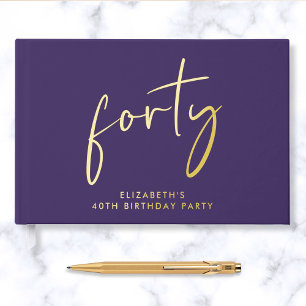 Livre D'or Fête d'anniversaire 40 ans Chic Script Violet