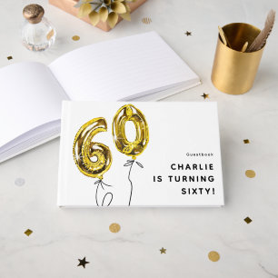Livre D'or Fête d'anniversaire 60 ans Minimal Gold 60 Ballon