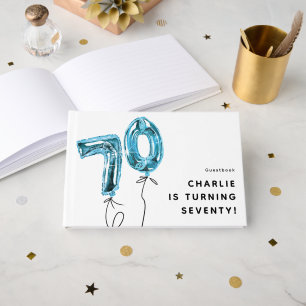 Livre D'or Fête d'anniversaire 70 ans Balloon Blue Minimal 70