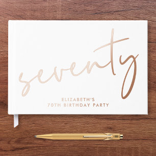 Livre D'or Fête d'anniversaire 70 ans Chic Script Rose Gold
