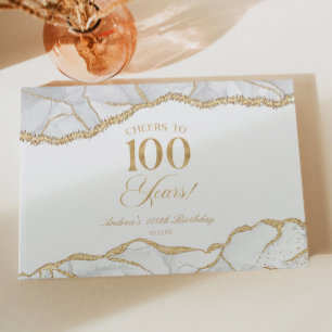 Livre D'or Fête d'anniversaire de 100 ans élégante en or blan