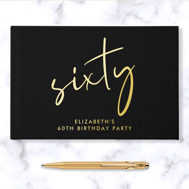 Livre D'or Fête d'anniversaire de 60 ans Chic Script (Créateur téléchargé)
