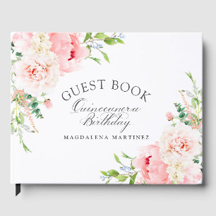 Livre D'or Fête d'anniversaire de Quinceanera Fleurs roses pe