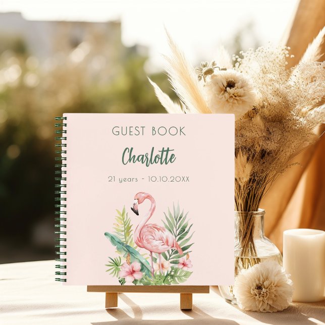 Livre d'or fête d'anniversaire flamant rose (Créateur téléchargé)