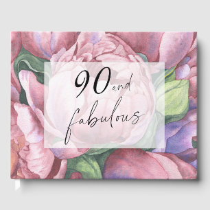 Livre D'or Fête d'anniversaire florale vintage 90 ans 
