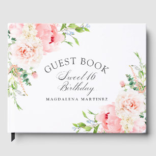 Livre D'or Fête d'anniversaire Sweet 16 personnalisée fleurs