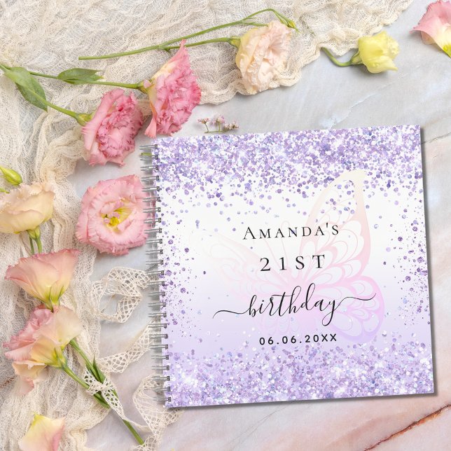 Livre d'or fête d'anniversaire violet papillon (Créateur téléchargé)