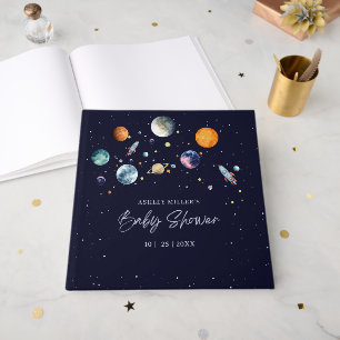Livre D'or Fête de Baby Shower Garçon Espace Galaxie Au-Delà