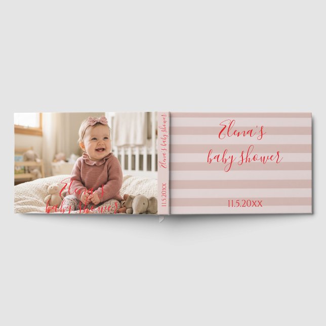 Livre D'or Fête de bébé à rayures roses (Complet)