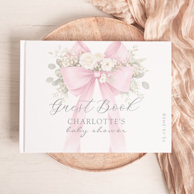 Livre D'or Fête de bébé fille Coquette Ruban Rose (Créateur téléchargé)