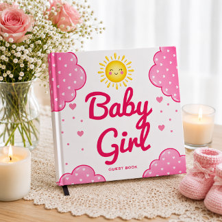Livre D'or Fête de Bébé Fille Nuages Rose Fille