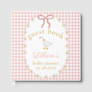 Livre D'or Fête de Bébé Rose Fou à Motif Gingham Cottagecore