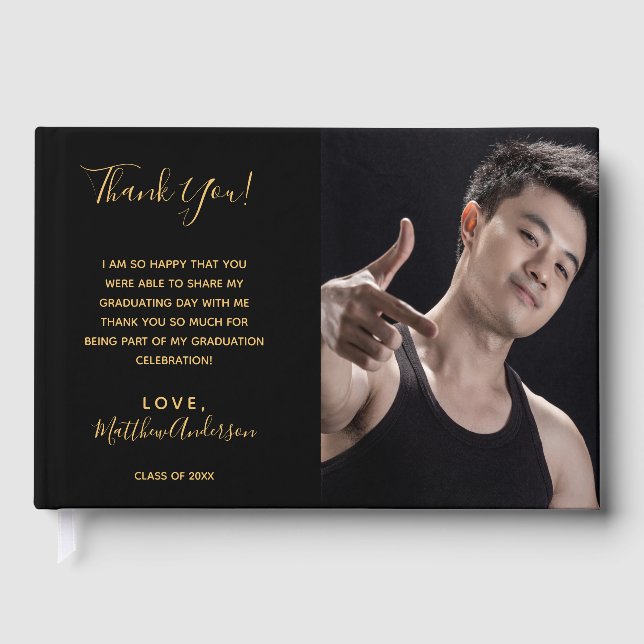 Livre D'or Fête de fin d'études photo noire merci (Recto)