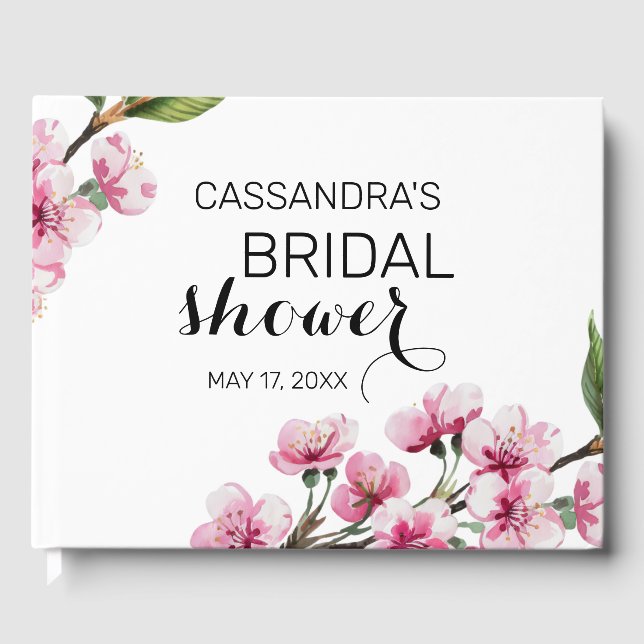 Livre D'or Fête de Mariage Fleurs de Cerisier Roses  (Recto)