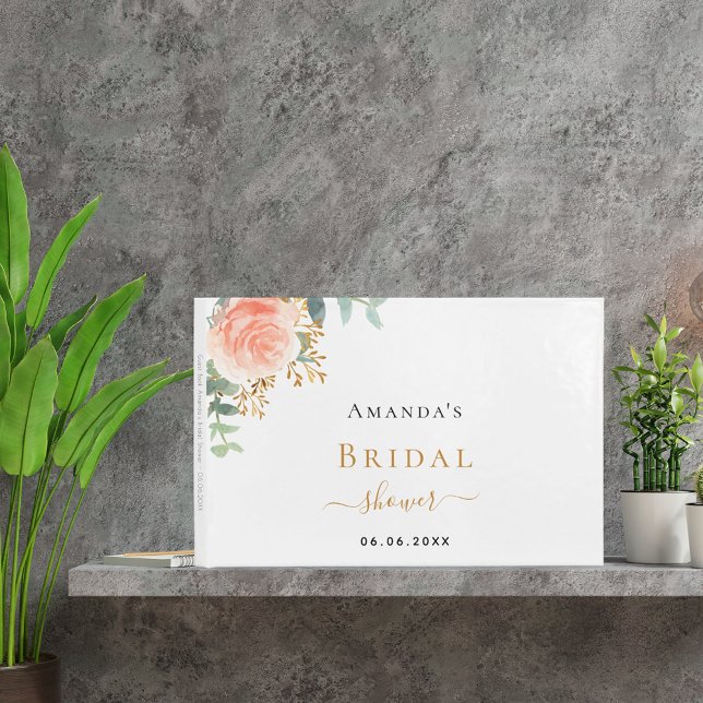 Livre D'or Fête de mariage rose gold rose blush florale nom (Créateur téléchargé)