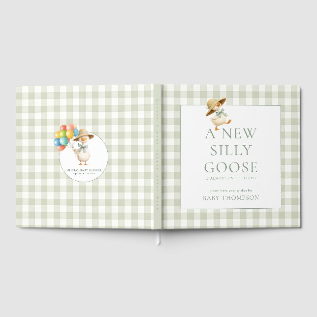 Livre D'or Fête de Naissance Silly Goose Sage Gingham (Complet)